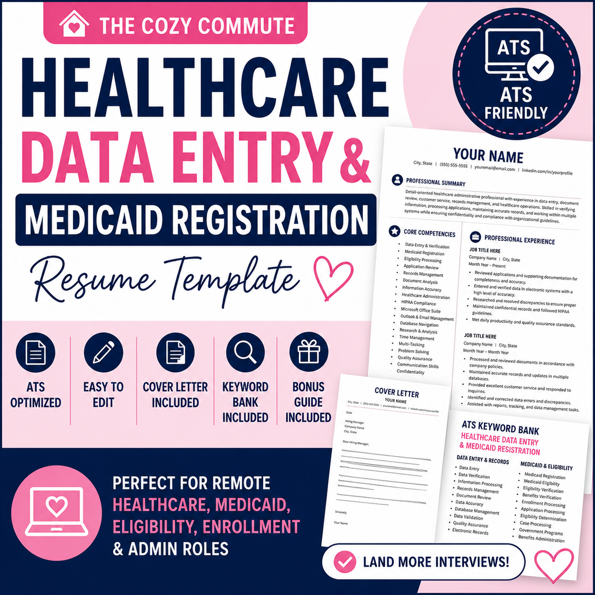 Healthcare Data Entry & Medicaid Specialist Resume Template | ATS-Friendly