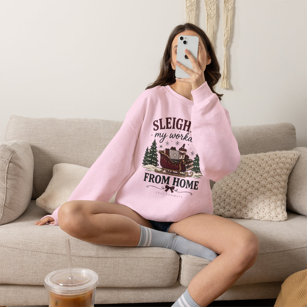 Sleighing My Workday From Home Crewneck Sweatshirt