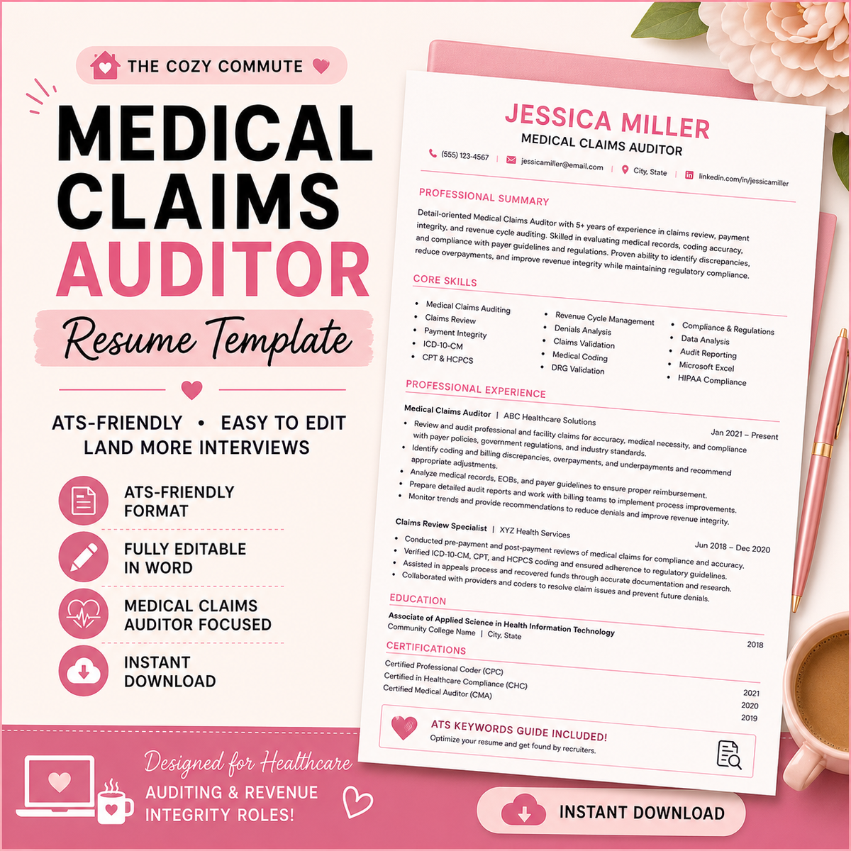 Medical Claims Auditor Resume Template | ATS Friendly