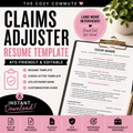 Claims Adjuster Resume Template (Insurance Claims | Auto Claims | Property Claims | Workers Comp)