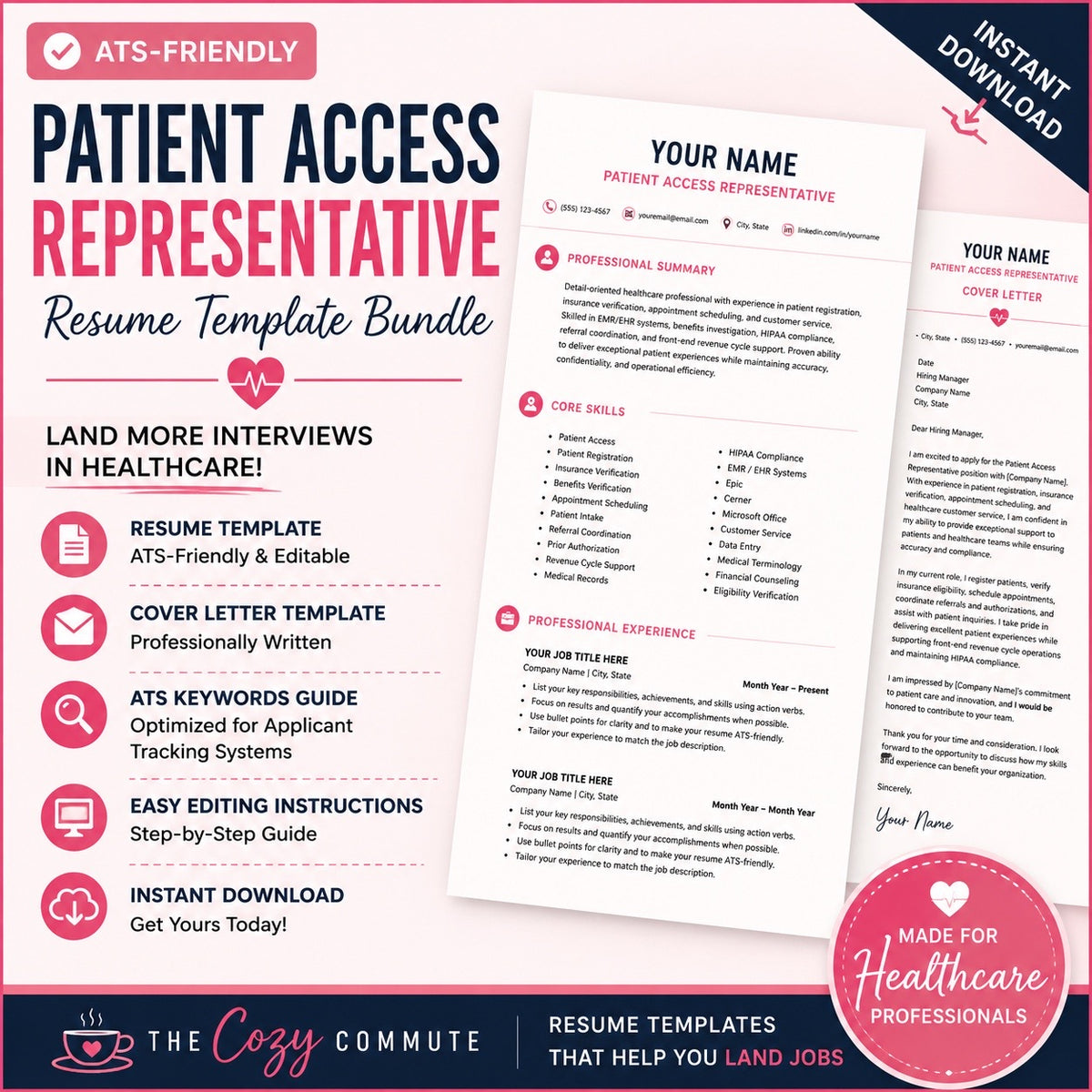 Patient Access Representative Resume Template | ATS-Friendly